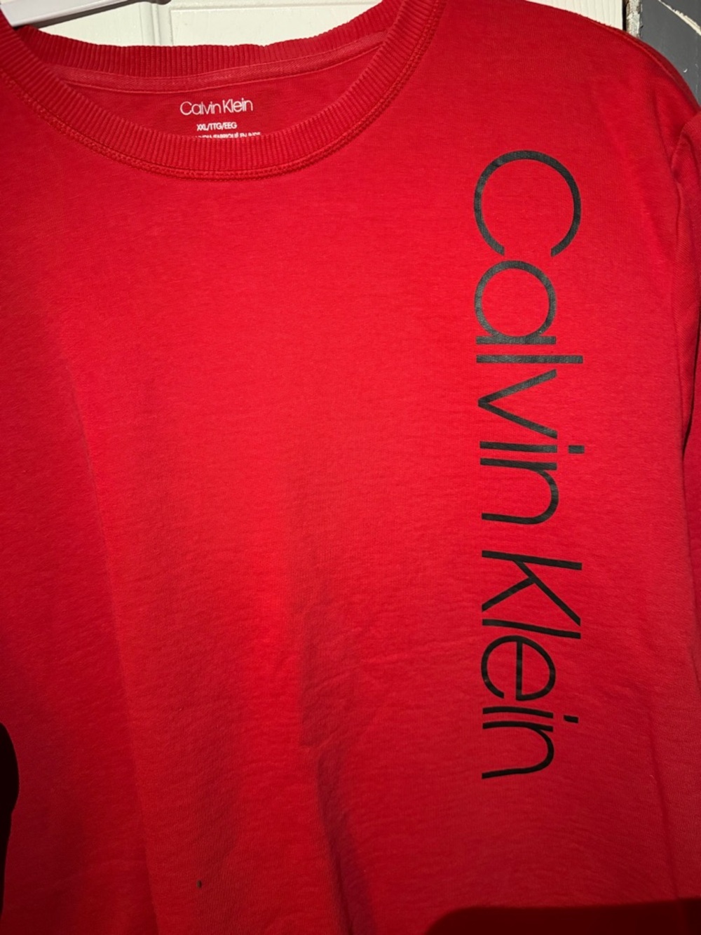 Calvin Klein Red Crewneck Sweatshirt with Vertical Logo - Picture 2 of 3